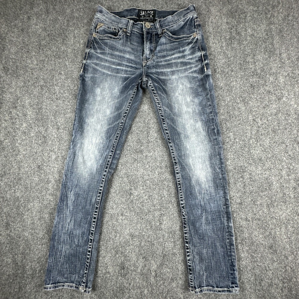 Salvage Jeans Mens 30R Blue Havoc Straight Slim Fit Casual Faded Denim Pants